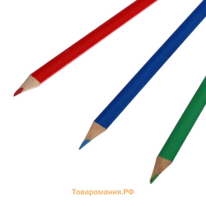 Карандаши 18 цветов "Машинка", корпус деревянный, треугольный