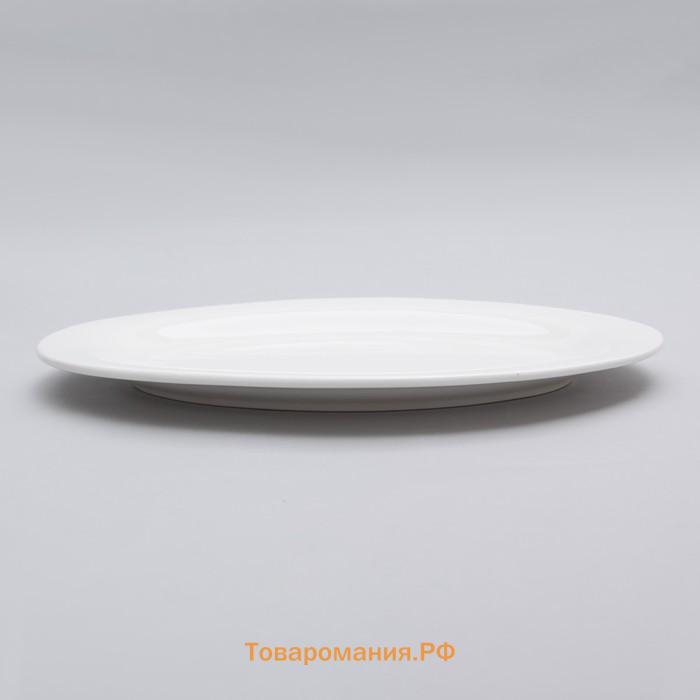Блюдо овальное c утолщённым краем  White Label, 25.5×17×2 см, фарфор, белое