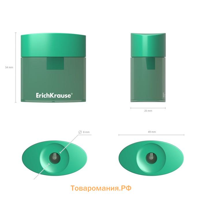 Точилка 1 отверстие, ErichKrause, Smart & Sharp, с контейнером, отверстие диаметром 8 мм, в блистере, МИКС