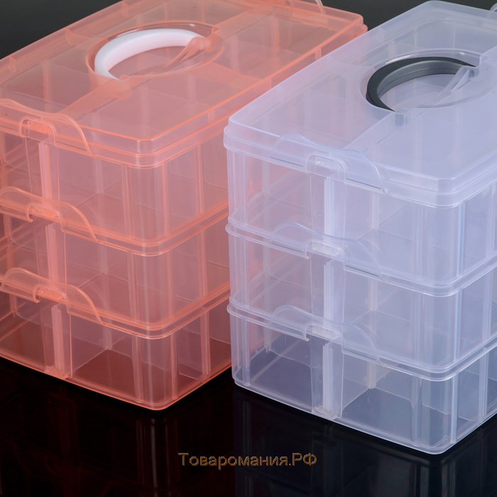 Бокс пластиковый для хранения, 3 яруса, 30 отделений, 25×17×18 см, цвет МИКС