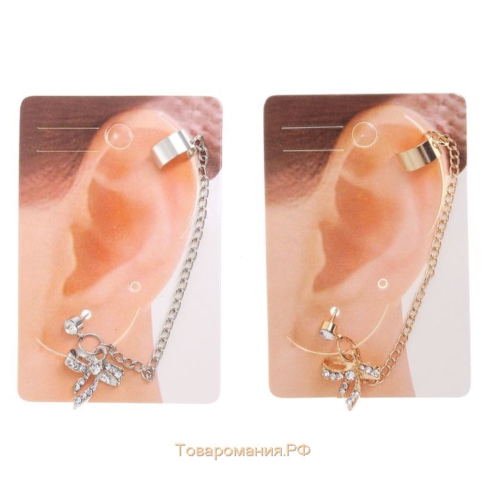 Серьга «Кафф» бантик, цвет МИКС