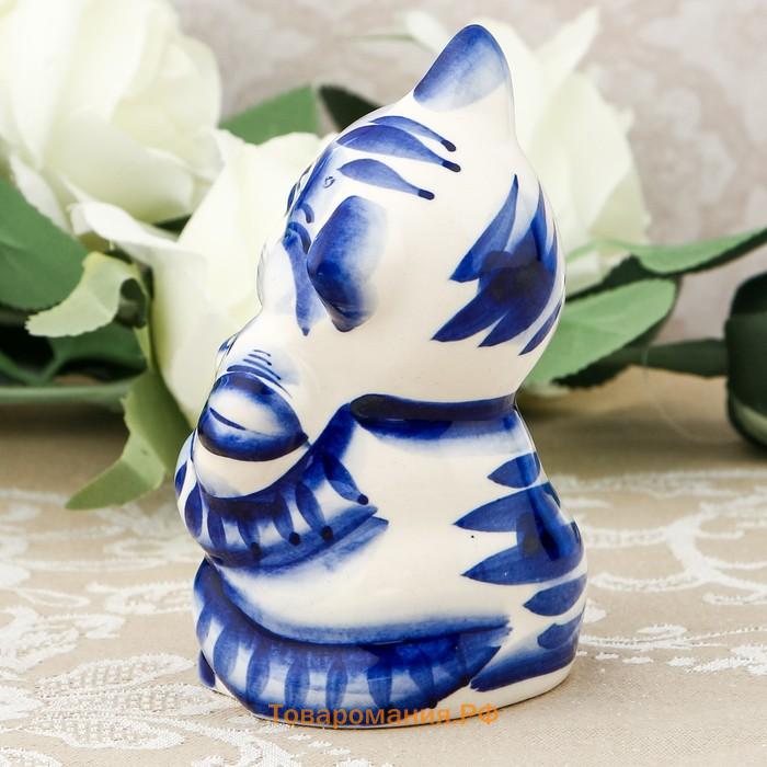 Фигурка фарфор гжель «Кот рыбак»