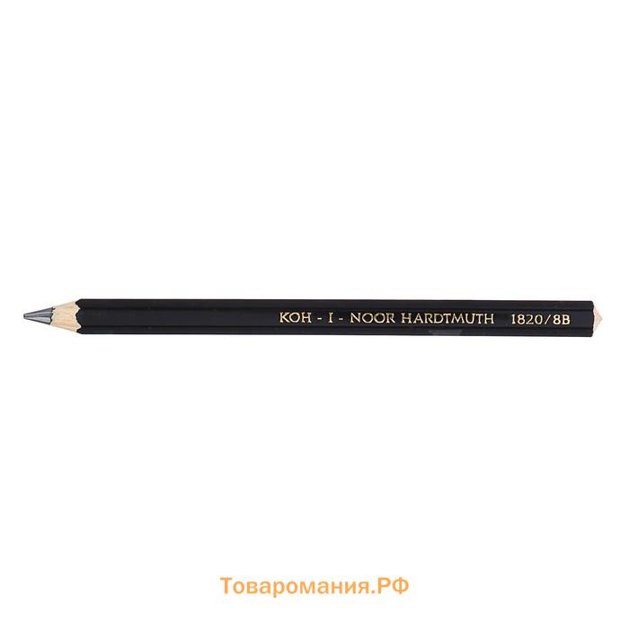 Карандаш утолщенный чернографитный 5.6 мм, Koh-I-Noor Jumbo Black Star 1820 8B, L=175 мм