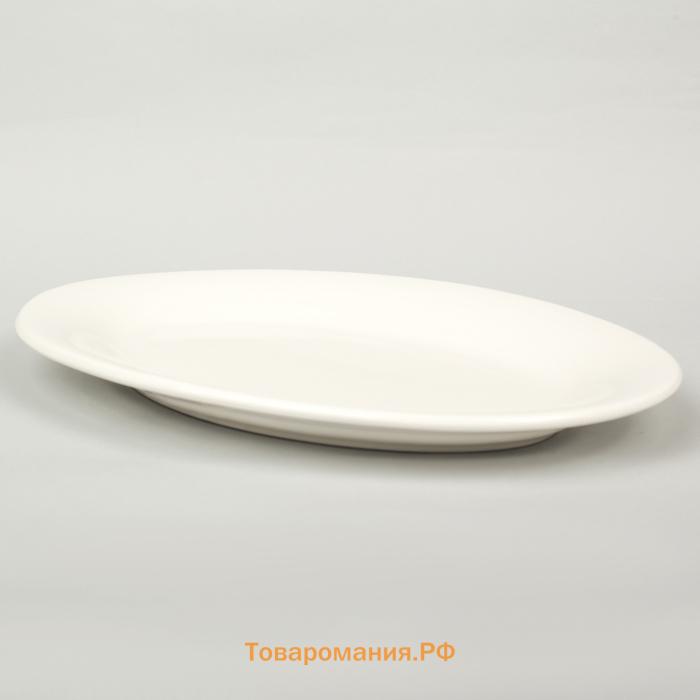 Блюдо  White Label, 30.5×20×3 см, фарфор, овальное, белое