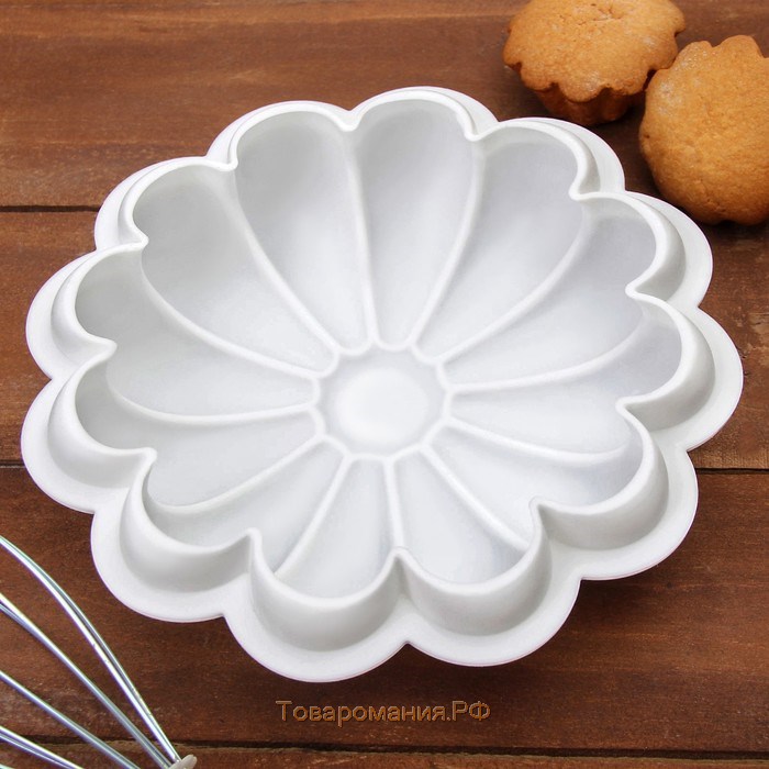 Форма для муссовых десертов и выпечки KONFINETTA «Ромашка», силикон, 22×4,5 см, цвет белый