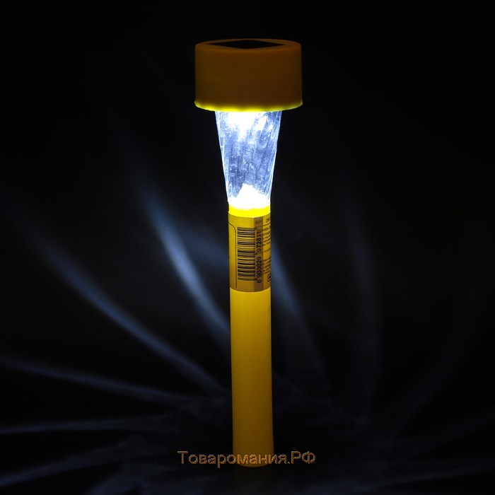 Садовый светильник на солнечной батарее «Жёлтая трапеция», 4.5 × 30 × 4.5 см, 1 LED, свечение белое