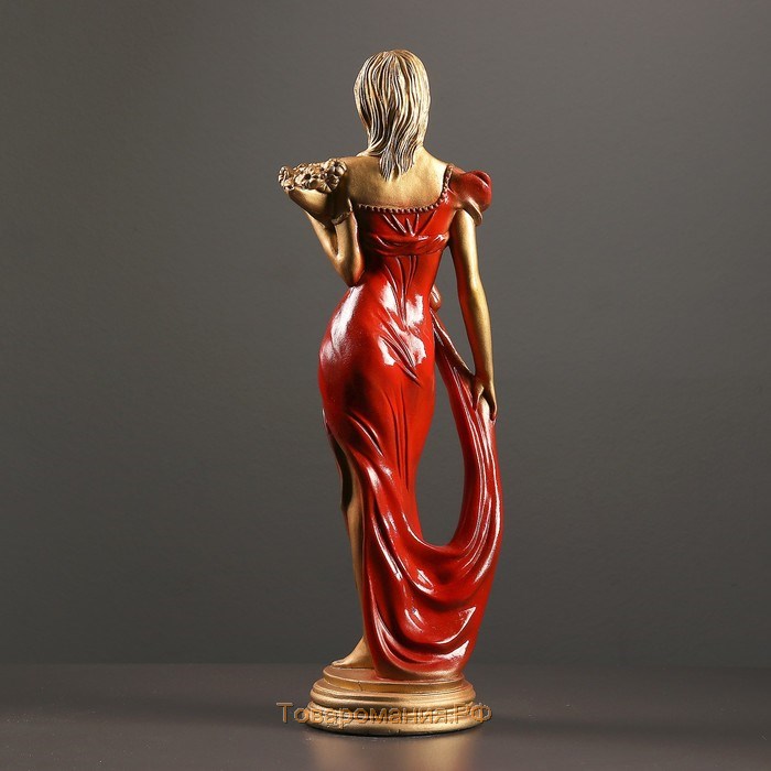 Фигура "Девушка с букетом" бронза/красный, 20х15х56см