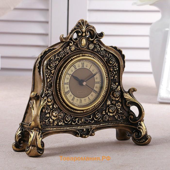 Часы настольные интерьерные каминные, 21×19 х 6.5 см, d=7 см, золото