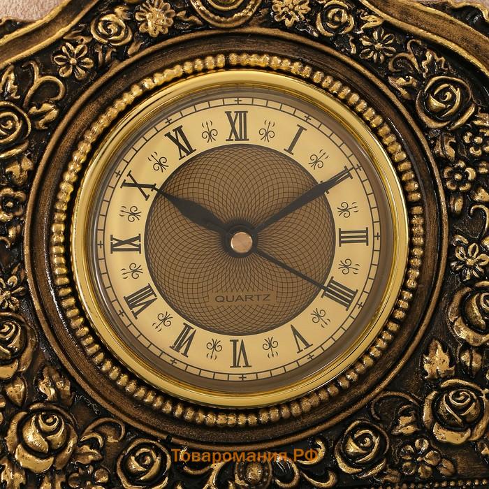 Часы настольные интерьерные каминные, 21×19 х 6.5 см, d=7 см, золото