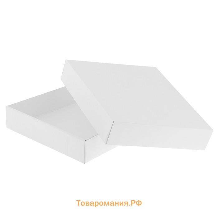 Коробка сборная без печати крышка-дно белая без окна 37×32×7 см