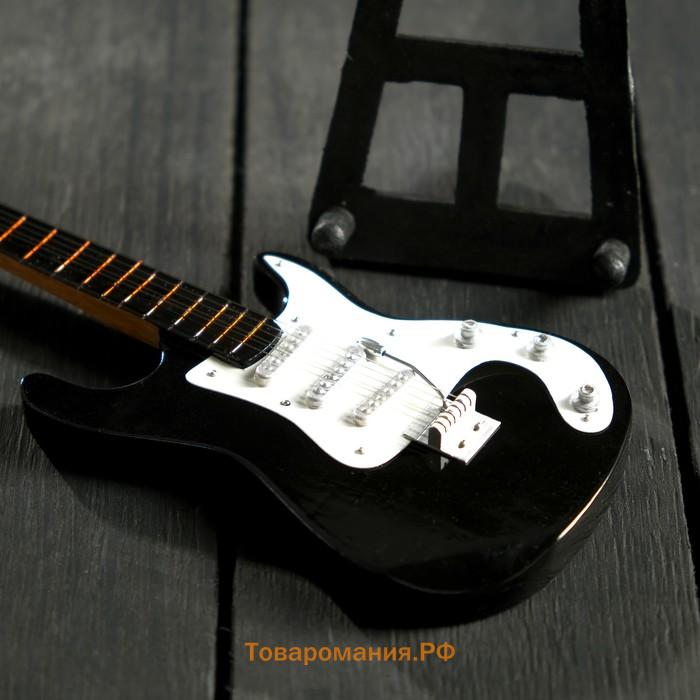 Гитара сувенирная "Ibanez" чёрно-белая, на подставке 24х8х2 см