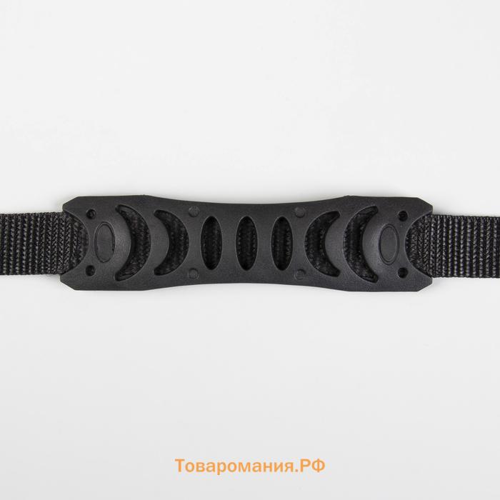 Ручка для сумки плоская, пластик, 12×3 см, на стропе 29 см, чёрная