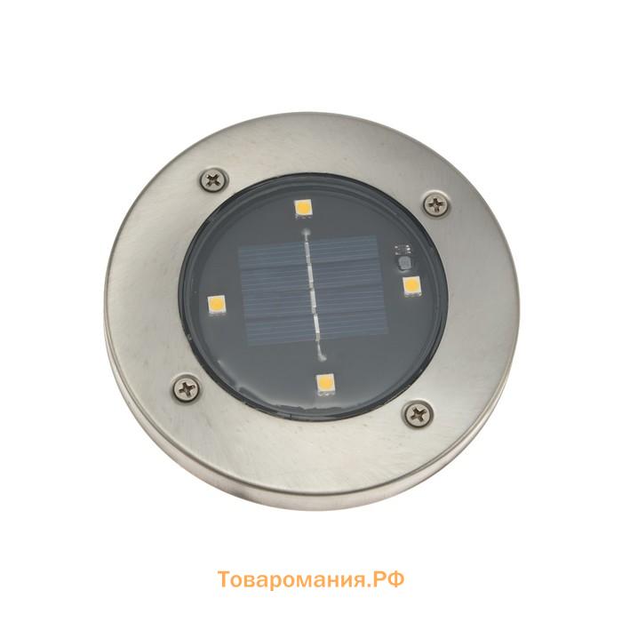 Садовый светильник на солнечной батарее, 4 LED, свечение тёплое белое