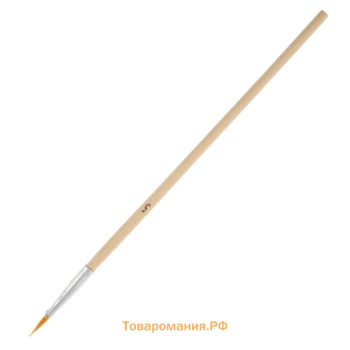 Набор кистей синтетика круглые 10 штук (№1, 2, 3, 4, 5, 6, 7, 8, 9, 10) с деревянными ручками