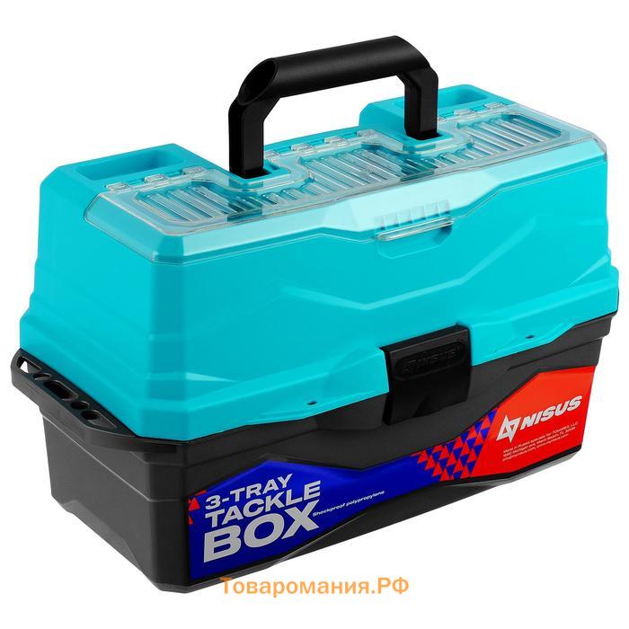 Ящик рыболовный Tackle Box трёхполочный NISUS, бирюзовый