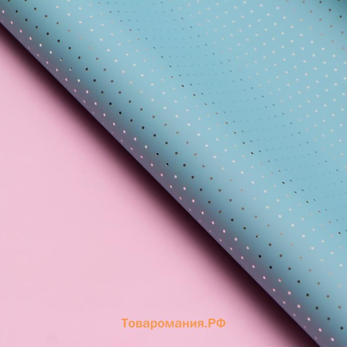Плёнка матовая «Серебристый горох» розовый, голубой, 0.58×0.58 м