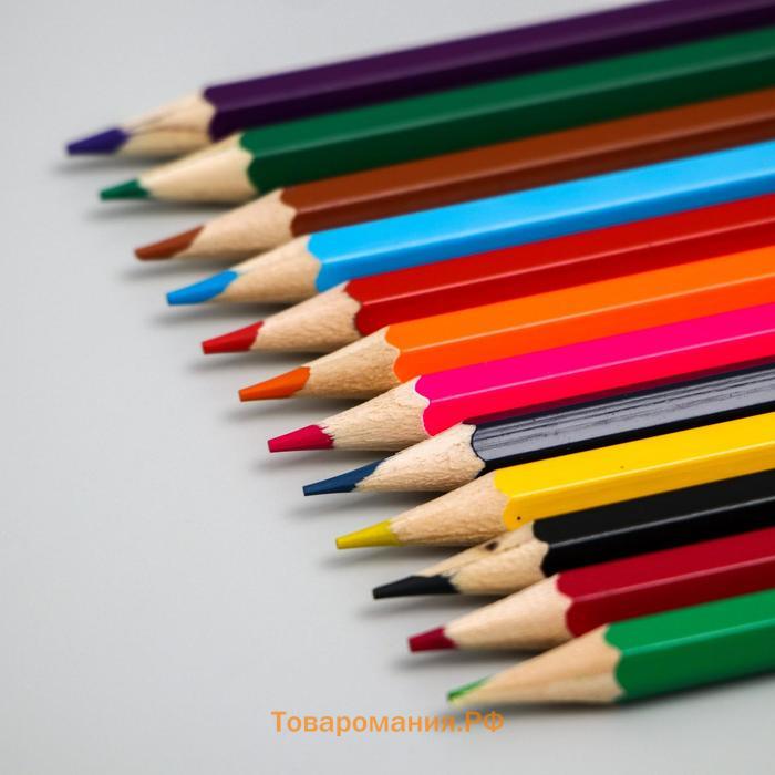 Цветные карандаши, 12 цветов, шестигранные, Коты Аристократы