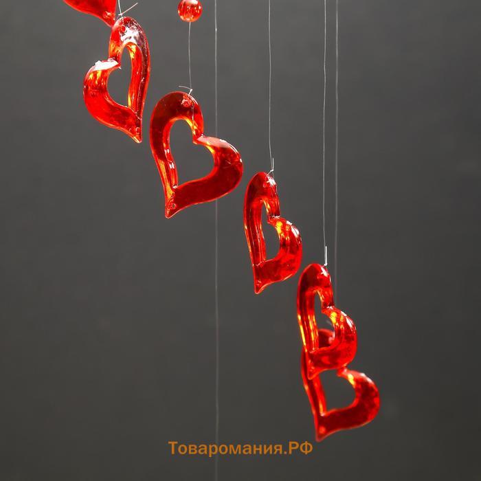 Музыка ветра пластик "Сердце" 4 трубочки 11 фигурок  50 см