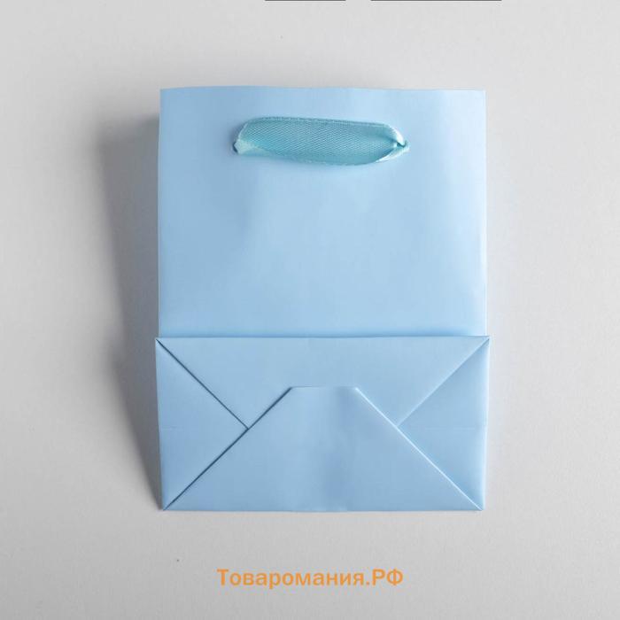 Пакет подарочный, упаковка, «Голубой», 12 х 15 х 5.5 см