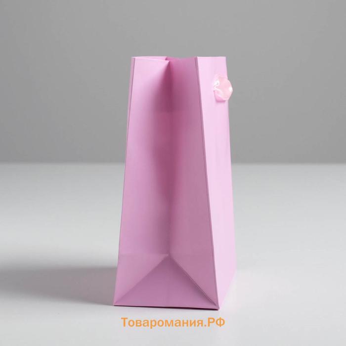 Пакет подарочный, упаковка, «Розовый», 12 х 15 х 5.5