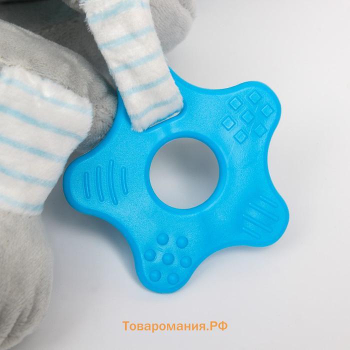 Растяжка - спираль с игрушками дуга на коляску / кроватку для малышей 0+ «Слоник», цвет голубой, Крошка Я 504