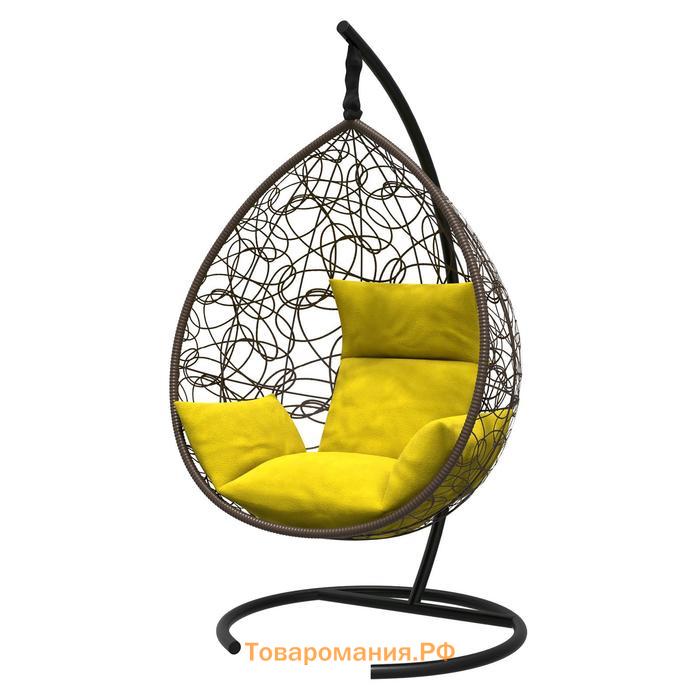 Подвесное кресло «Бароло», капля, цвет коричневый, подушка жёлтая, стойка