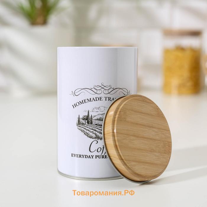 Банка для кофе «Дом и поле», 12×7.5×7.5 см, белая
