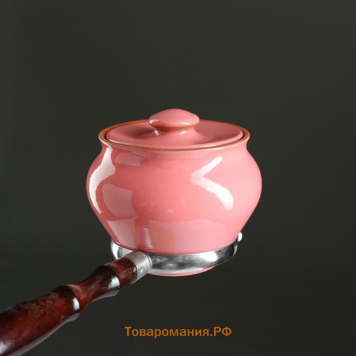 Набор "Вятская керамика Трио" 0,6 л х 3 шт + ухват, розовый