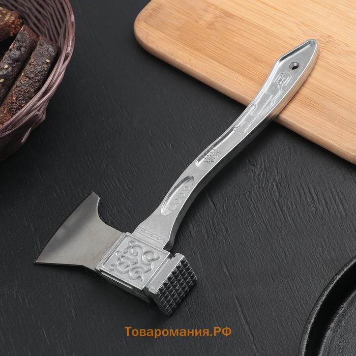 Молоток для мяса с топориком , 22 см, серый