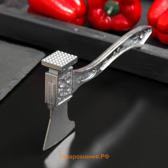 Молоток для мяса с топориком , 22 см, серый