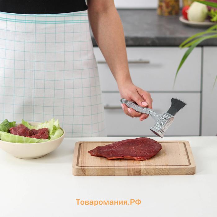 Молоток для мяса с топориком , 22 см, серый