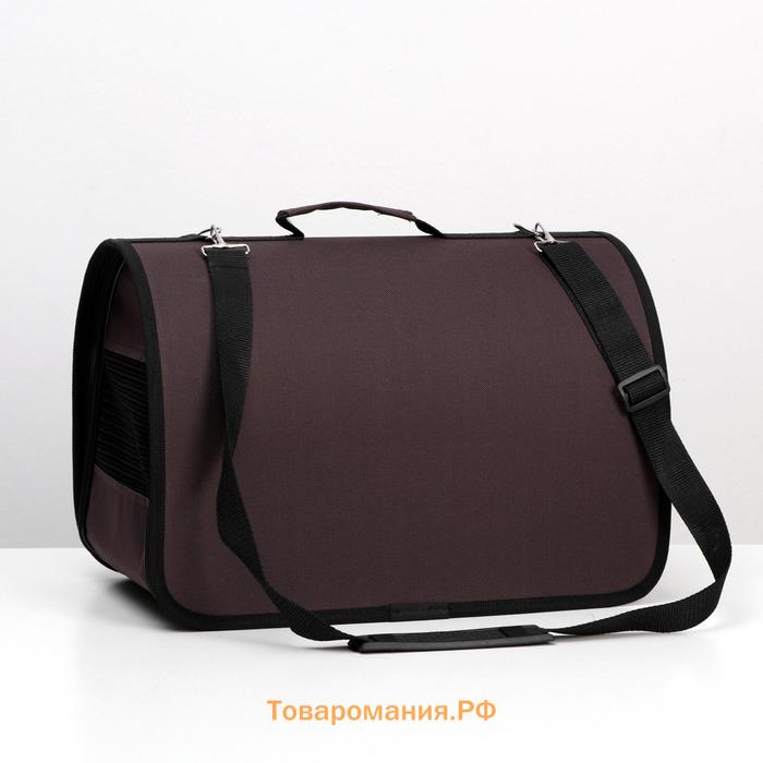 Сумка - переноска для животных, 2 входа, 40 х 25 х 28 см, коричневая