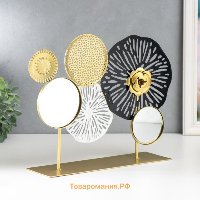 Фигурка с зеркалом «Космические цветы», металл, золотой с чёрным, 27×9×37 см