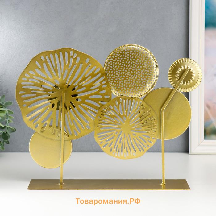 Фигурка с зеркалом «Космические цветы», металл, золотой с чёрным, 27×9×37 см