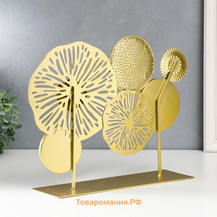 Фигурка с зеркалом «Космические цветы», металл, золотой с чёрным, 27×9×37 см
