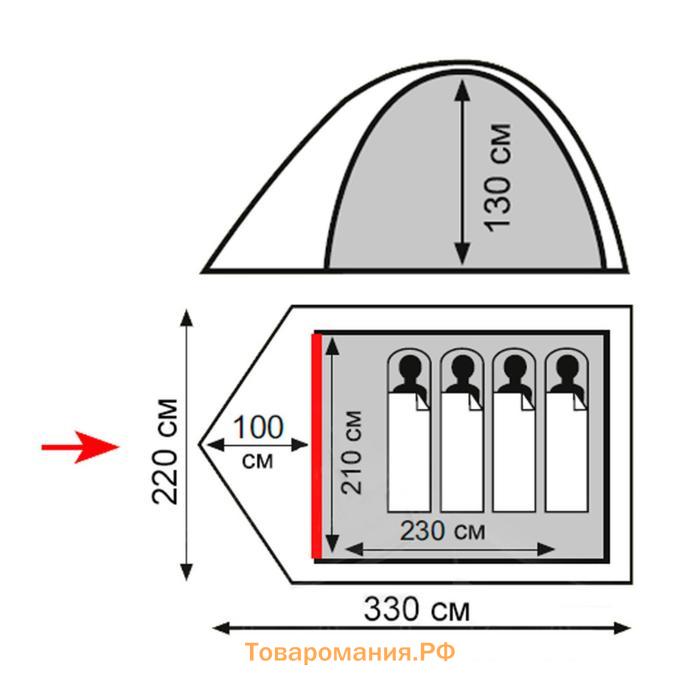 Палатка Totem Tepee 4 (V2), цвет зелёный