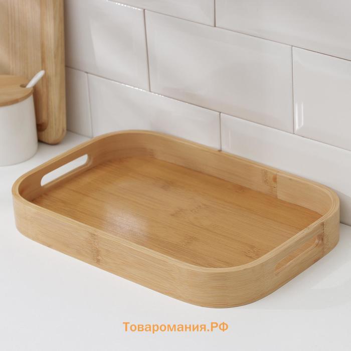 Поднос с ручками Striata, 33×22×4.8 см, бамбук