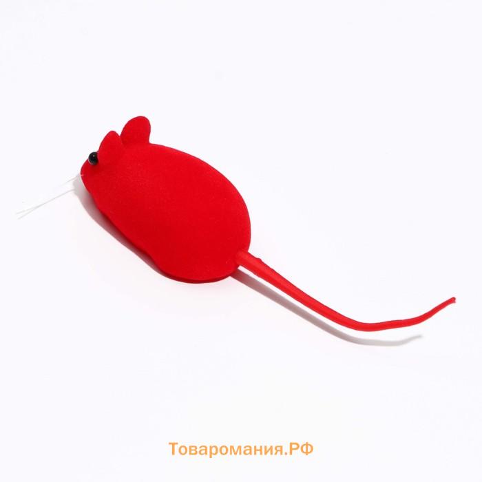Мышь бархатная, 6 см, красная