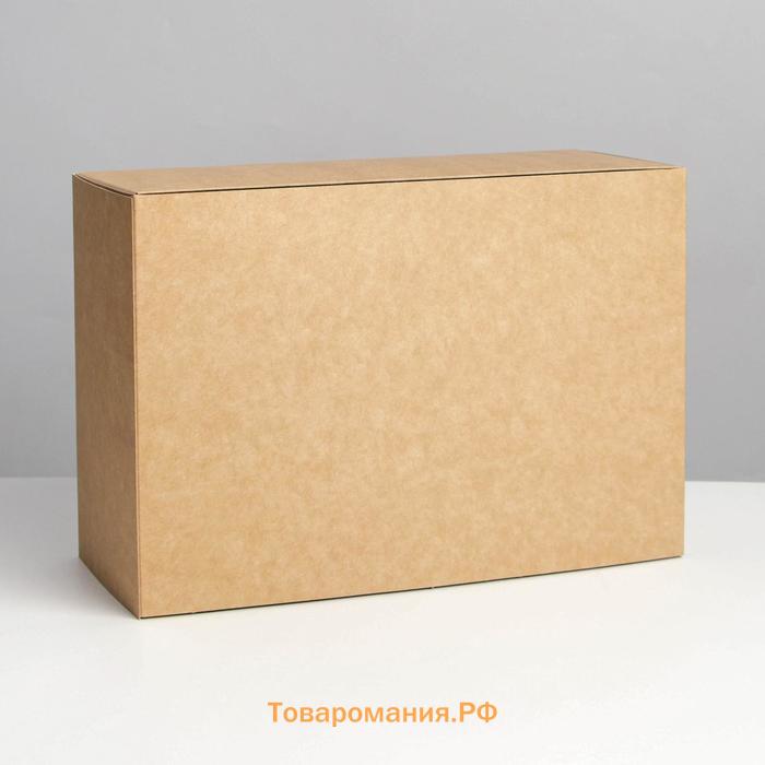 Коробка подарочная складная крафтовая, упаковка, 25 х 18 х 10 см