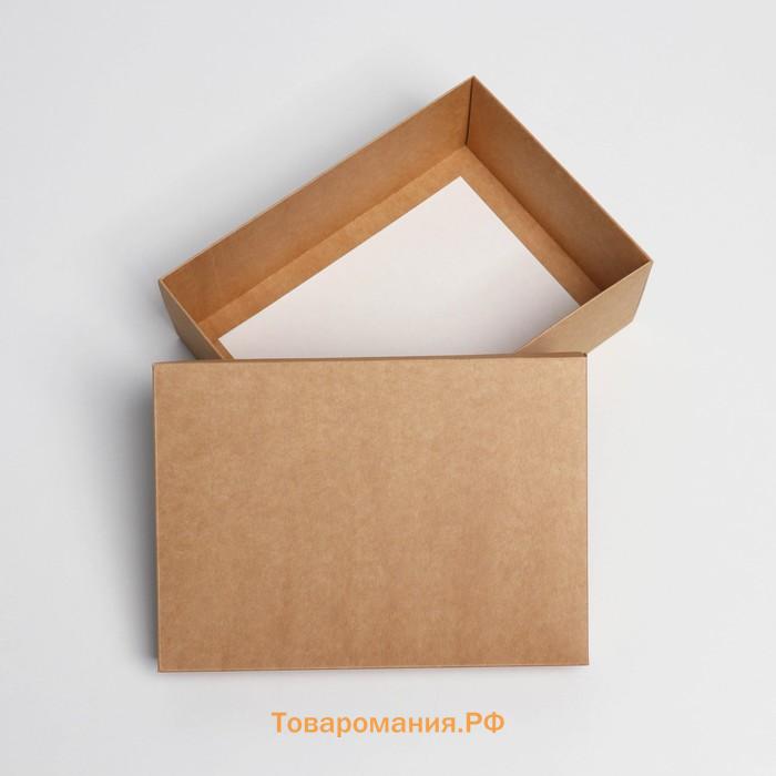 Коробка подарочная складная крафтовая, упаковка, 21 х 15 х 7 см