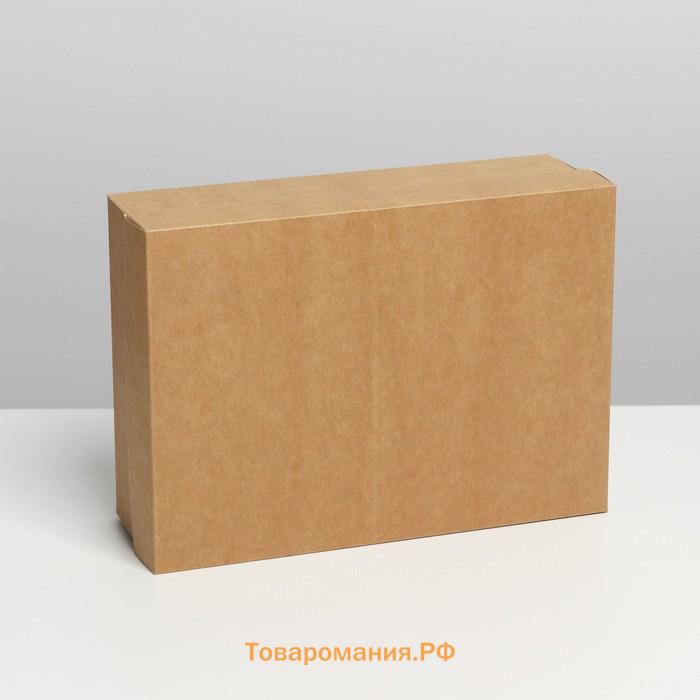 Коробка подарочная складная крафтовая, упаковка, 21 х 15 х 7 см