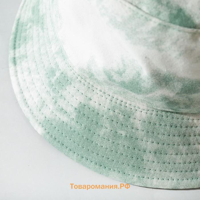 Панама женская "Tie-dye" MINAKU цвет белый/зеленый, р-р 56-58