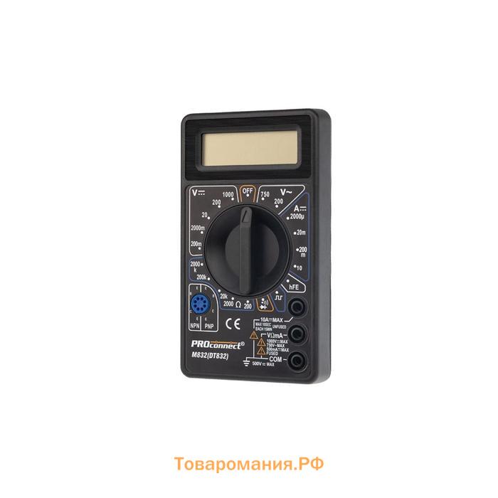 Мультиметр PROconnect M832 13-3012, 1х9 B, диод-тест, режим "прозвонка"