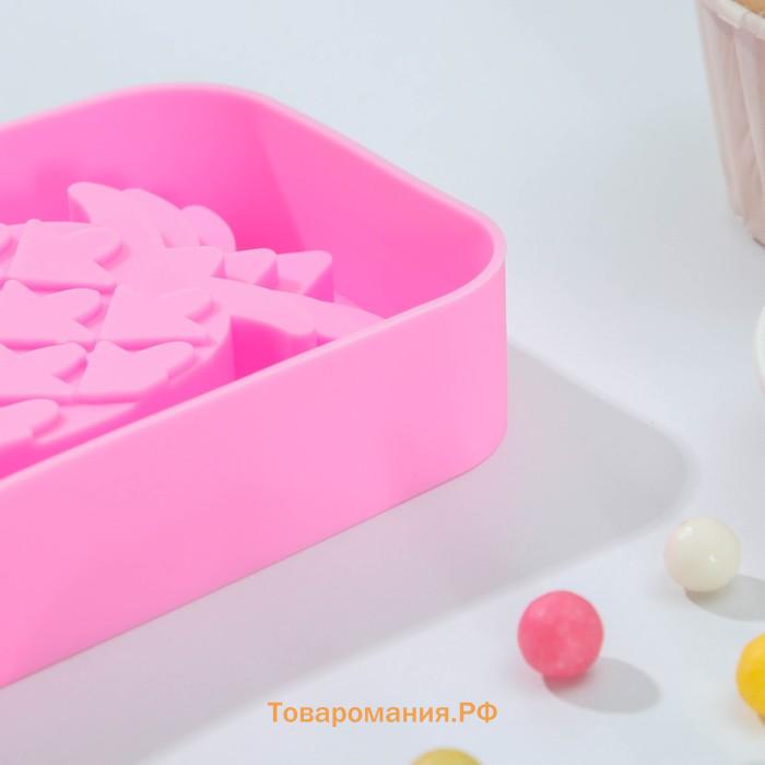 Форма для мороженого  «Ананас», силикон, 14×7.5×2.5 см, розовая