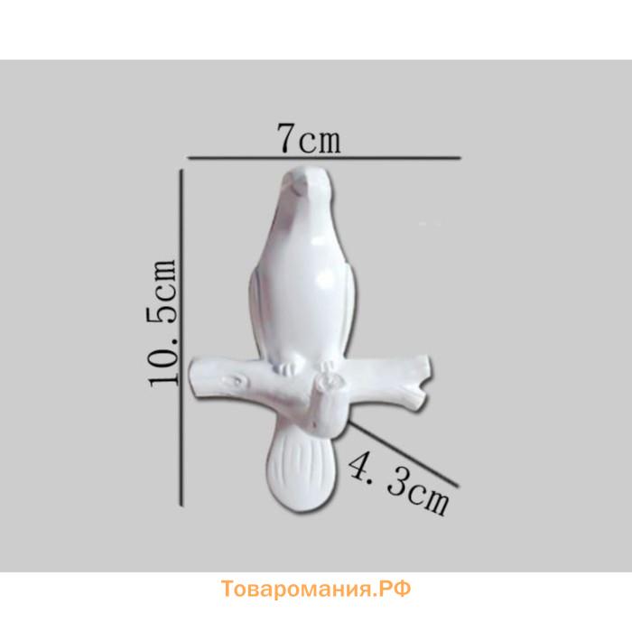 Декор настенный-вешалка "Голубь", 10,5 x 7 см, белый