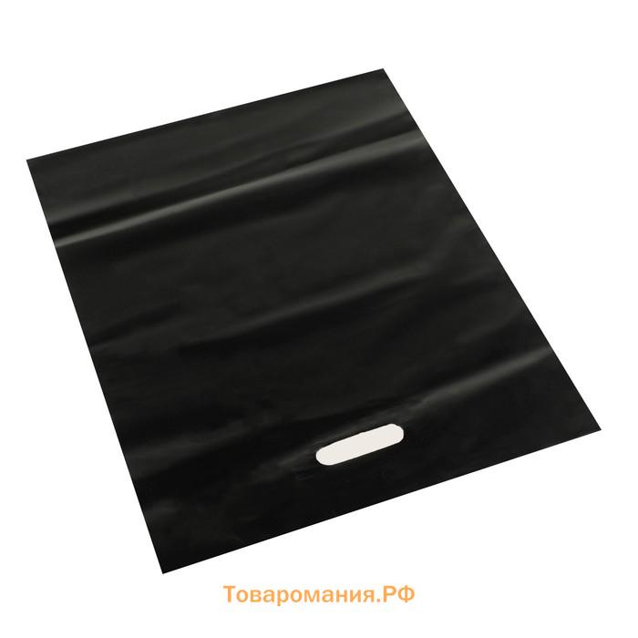 Пакет полиэтиленовый с вырубной ручкой, чёрный, 40×50 см, 60 мкм