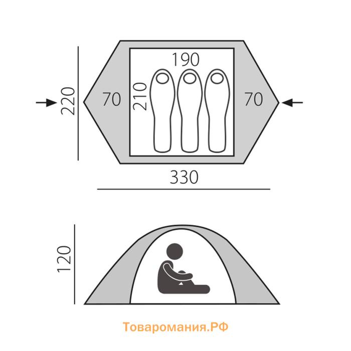 Палатка-автомат туристическая BTrace Flex 3 Pro, 3-местная, однослойная, зеленый