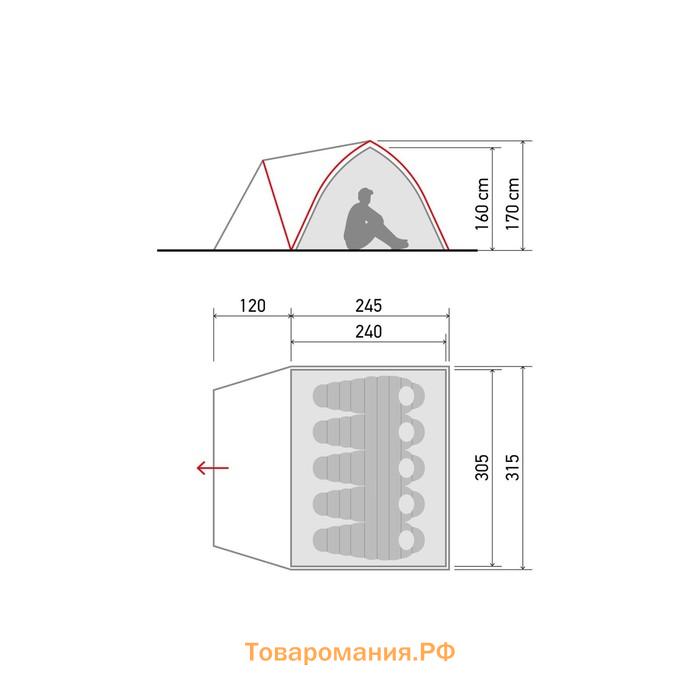 Палатка полуавтоматическая 5-ти мест. Norfin TROUT 5 NF