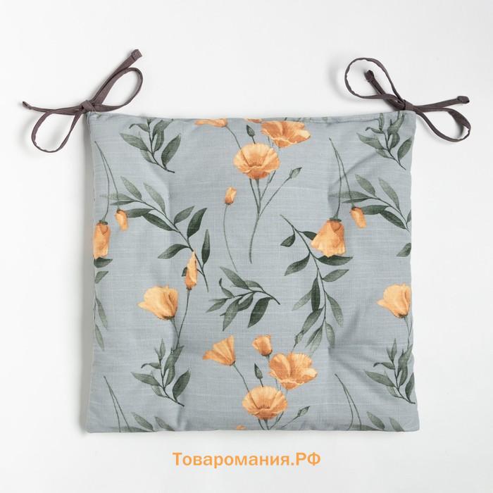 Сидушка на стул  Yellow poppies 42х42 см, 100% хлопок, репс 210 г/м2