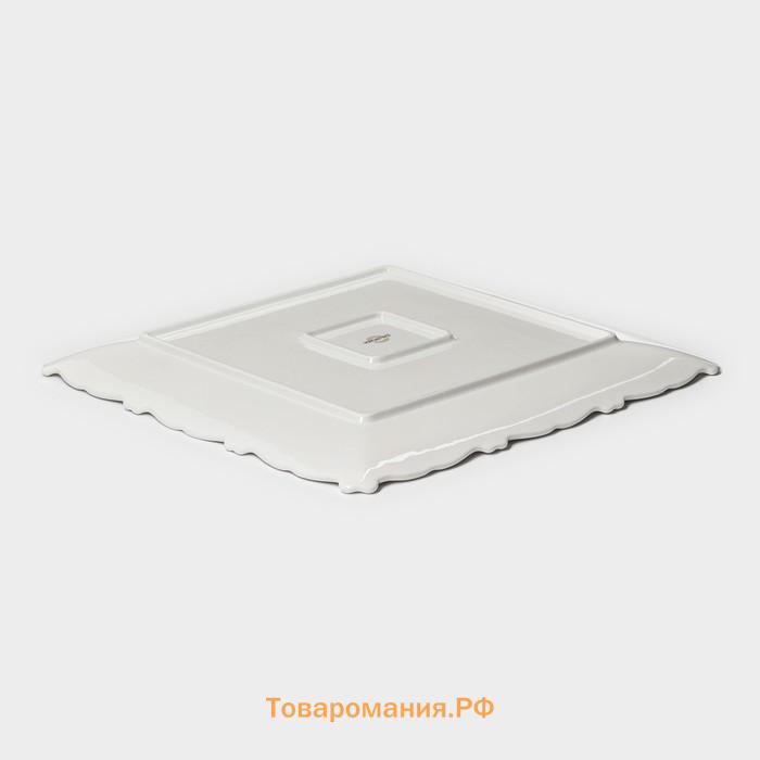 Пирожковая тарелка Magistro Kingdom, 30×2.2 см, квадратная, фарфор, белая